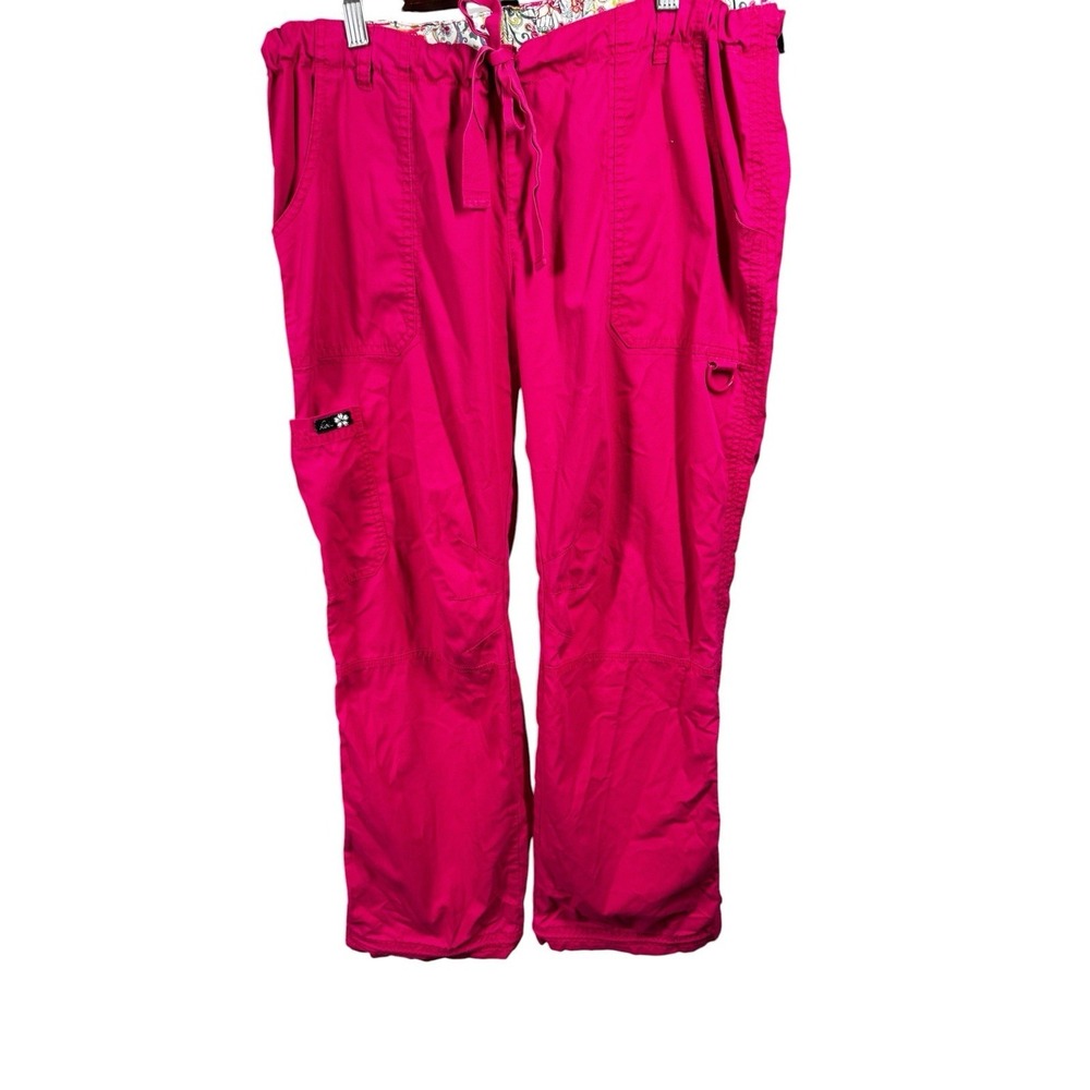 Koi Large Fuchsia Cargo Scrub Pants Drawstring Utility Medical Workwear